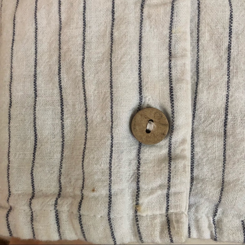 Cropped Pinstripe Button Up Wooden Beachy Blouse - Picture 5 of 6